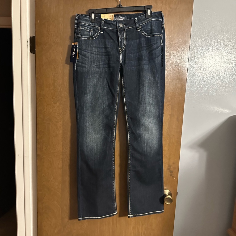 Silver Aiko Mid-Rise Slim Boot Cut Jeans